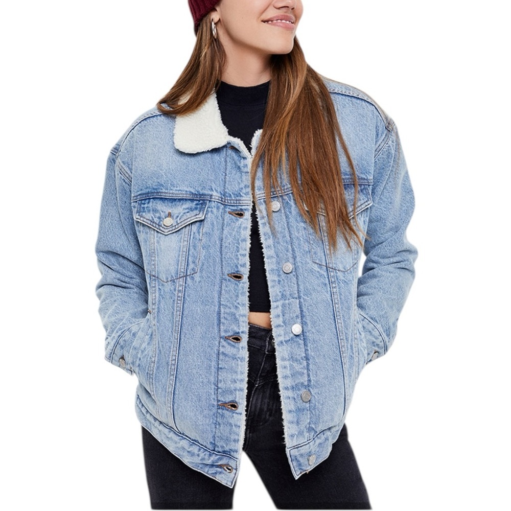 Pacsun Oversized Sherpa Lined Trucker Denim Jacket